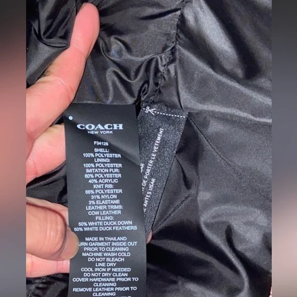 NWT COACH Long Puffer Coat with Faux Shearling  - Pink, Small - Picture 4 of 8